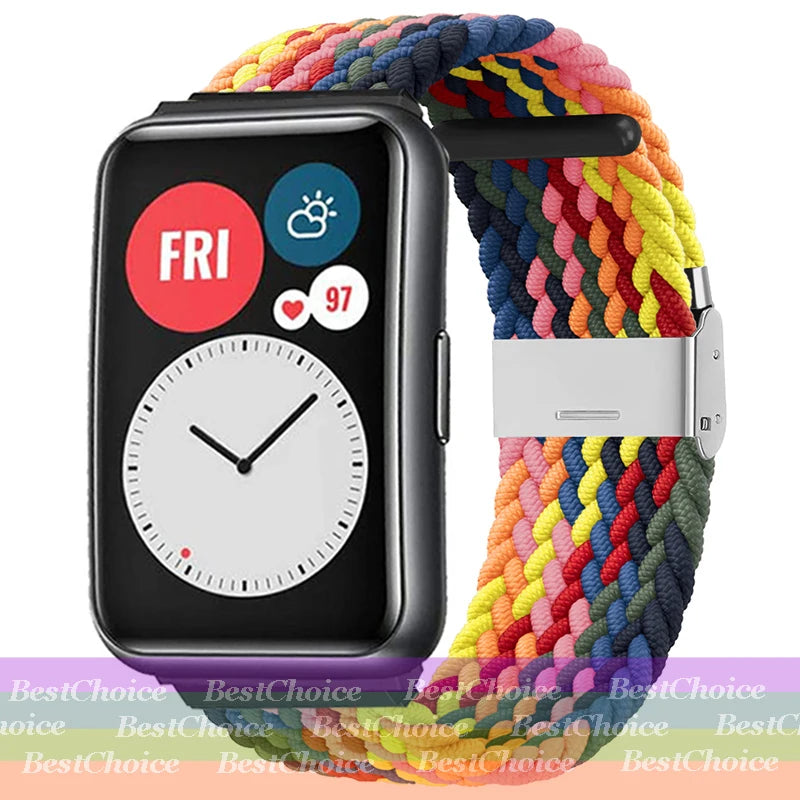 Nylon Braided Watch Strap for Huawei Watch Fit 3 Elastic Loop for Huawei Watch Fit 2 1Adjustable Band Bracelet Metal Connector