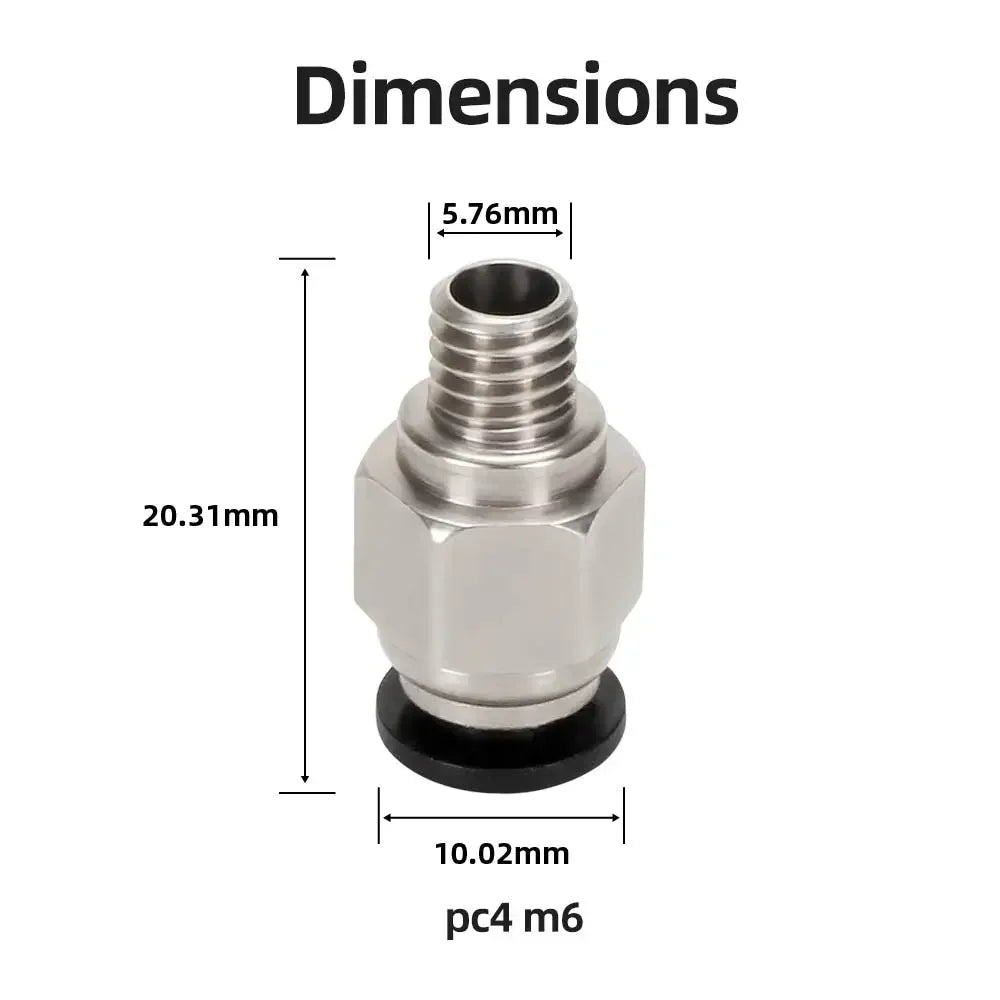 1-10pcs 3d Printer Accessories PC4-M6 Male Straight Pneumatic PTFE Tube Push in Quick Fitting Connector