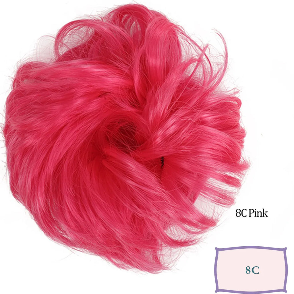 Synthetic Messy Hair Bun Chignon Scrunchies Fake Hair Band Braid Elastic Hairpiece Tail Chignon Donut Updo Hair Pieces for Women
