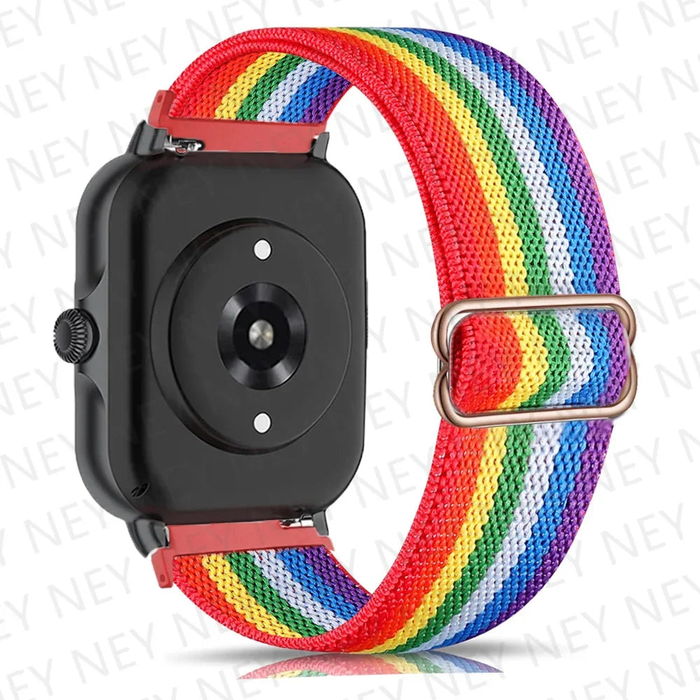 Shiny Elastic strap For Amazfit gts 4-3-2-2e-mini/bip-U-S-lite/Stratos 2 20mm/22mm band Bohemian Pride bracelet gtr-4-3-3pro-2e