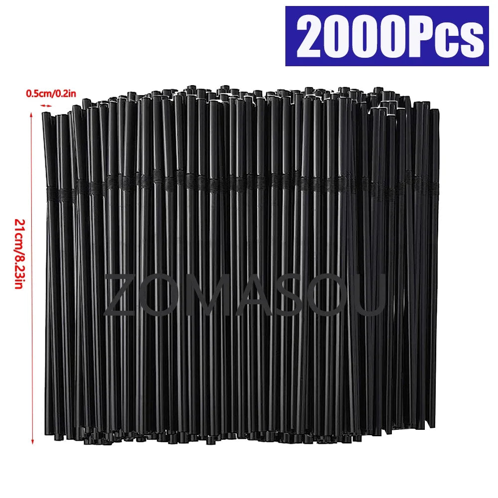 50-3000Pcs Multicolor Drinking Straws rietjes Milk Tea Bar Party Wedding Kitchen Home Accessories Beverage Black Straw Wholesale