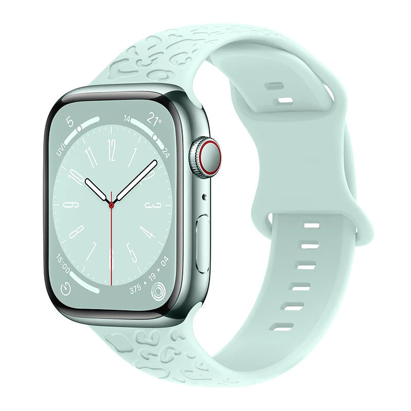Engraved Band for Apple Watch 44MM 49mm 40mm 41 45mm 38/42mm Leopard Silicone Sport Strap for IWatch Series Ultra 8 7 6 SE 5 4 3