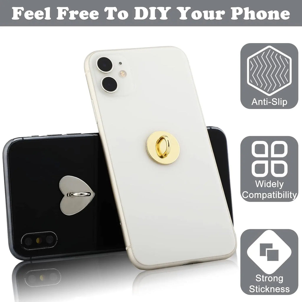 Adhesive Metal Heart Phone Charm Holder Mobile Phone Xyun Finger Ring Stand Hooks Buckle Charms Clasp DIY Accessories String