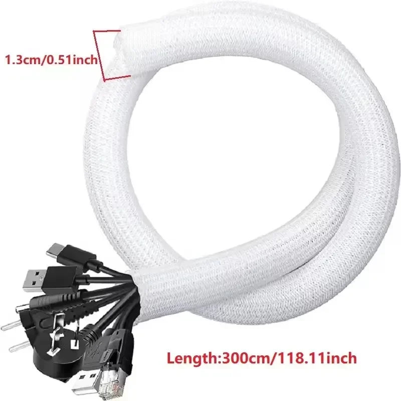NEW 1-5M Self Closing Cable Protector Sleeve PET Braided Expandable Auto Line Management Flexible Loom Split Pipe Tube Protector