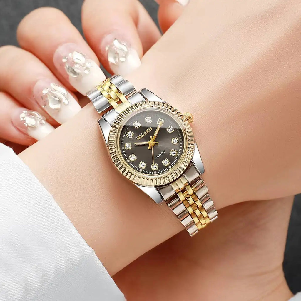 Luxury Rhinestone Women Watches Stainless Steel Band Quartz Wristwatch Clock Gift Relogio Feminino（Without Box）