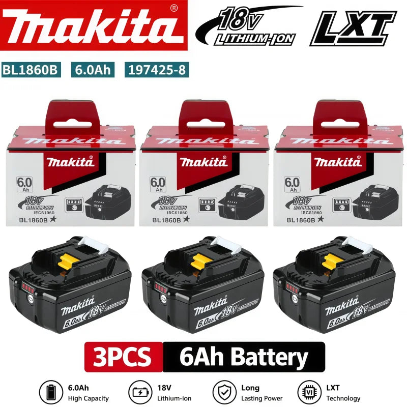 100% Original Makita 18V 6.0Ah Rechargeable Battery For Makita BL1830 BL1830B BL1840 BL1840B BL1850 BL1850B Power Tools Battery