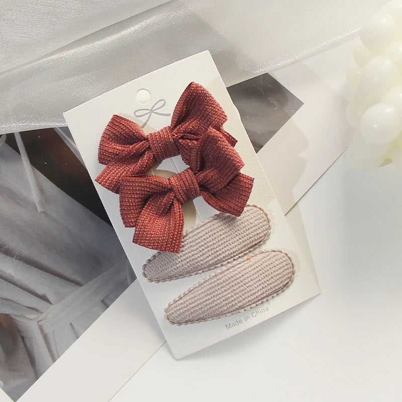 3/4/10Pcs Hot Sale Candy Color Hair Bows Clip Girls Double Layered Bow Cute Kid Bangs Hair Pin Cotton Safe Baby Hair Accessories