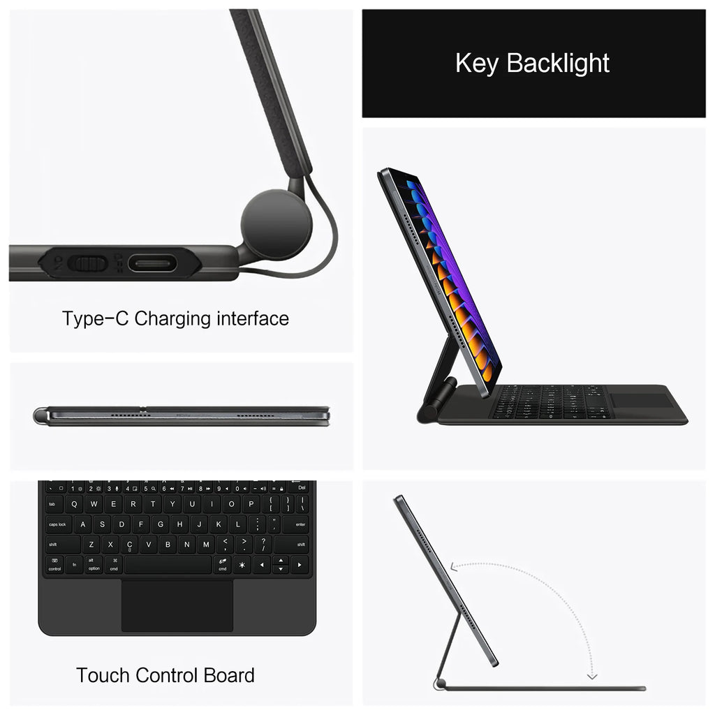 Magic Keyboard Folio For Xiaomi Pad 7 2024 Mi Pad 7 8 Pro 11.2" Tablet Smart Case for Xiaomi Pad 8 Spanish German keyboard cover