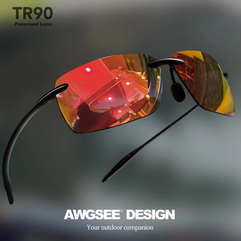1PCS/2PCS TR90 Ultralight Polarized Sunglasses Men Brand Rimless Frame Driving Mirror Shades Sports Fishing Baseball Eyewear