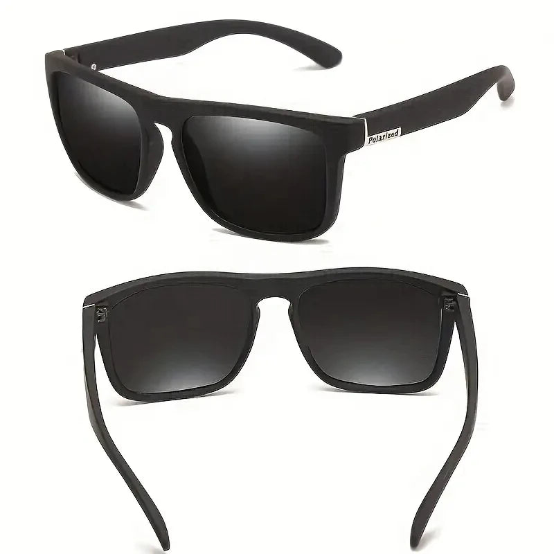 2PCS Fashion Square Polarized Sunglasses Men Vintage Plastic Male Sun Glasses Women Stylish Black Sport Shades UV400
