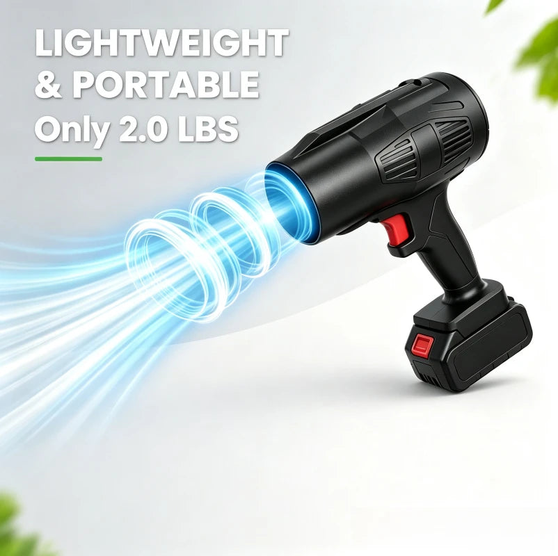 Electric Cordless Leaf Blower, Lightweight Handheld Dust Blower With Battery, High-Speed Motor Leaf Blowers For Lawn Care, Garage/Patio/Car Cleaning,Black-1 Battery Pack