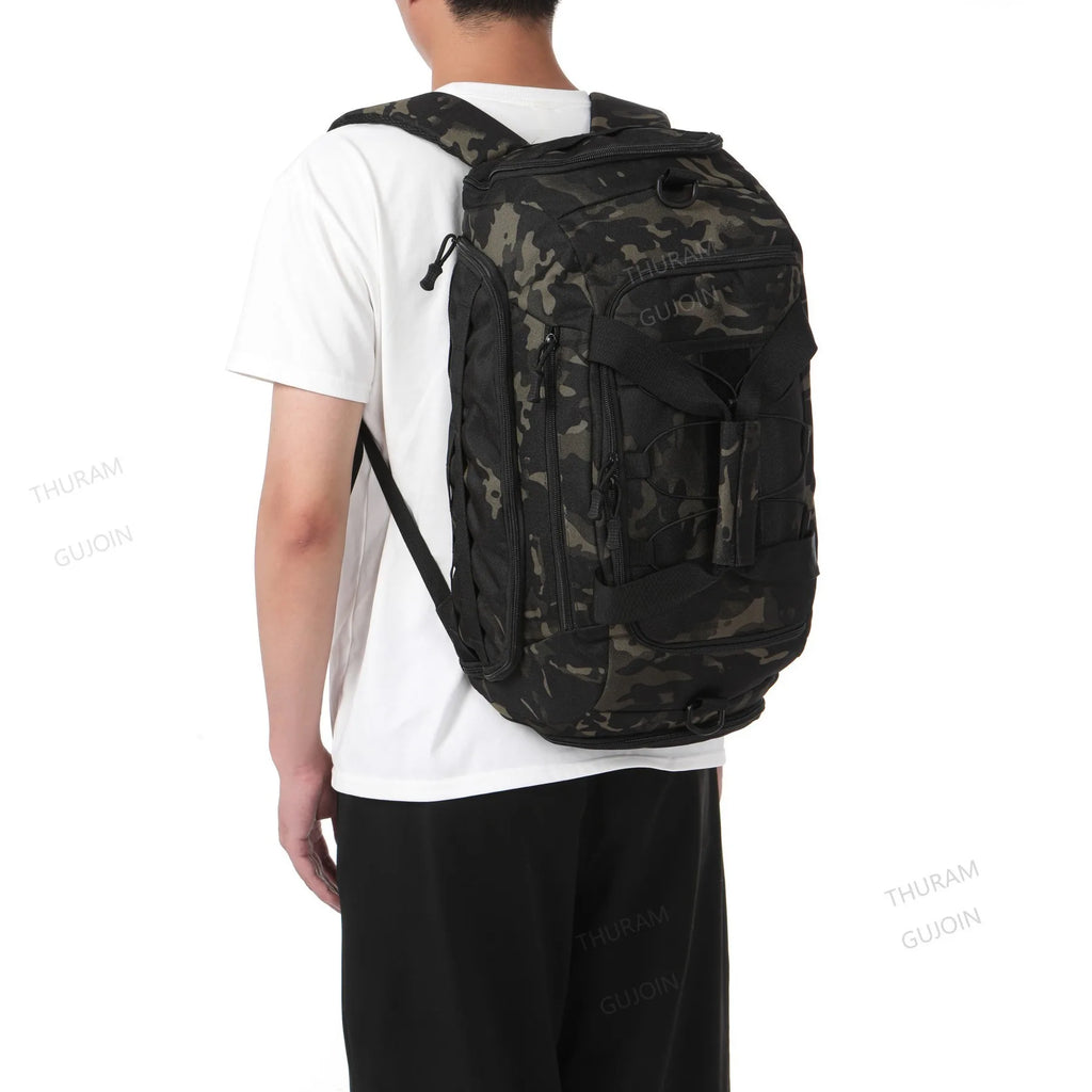 Tactical Gym Backpack with Shoe Compartment Convertible 3-in-1 Duffel Sling Bag for Men Women Weekender Overnight Travel Bag