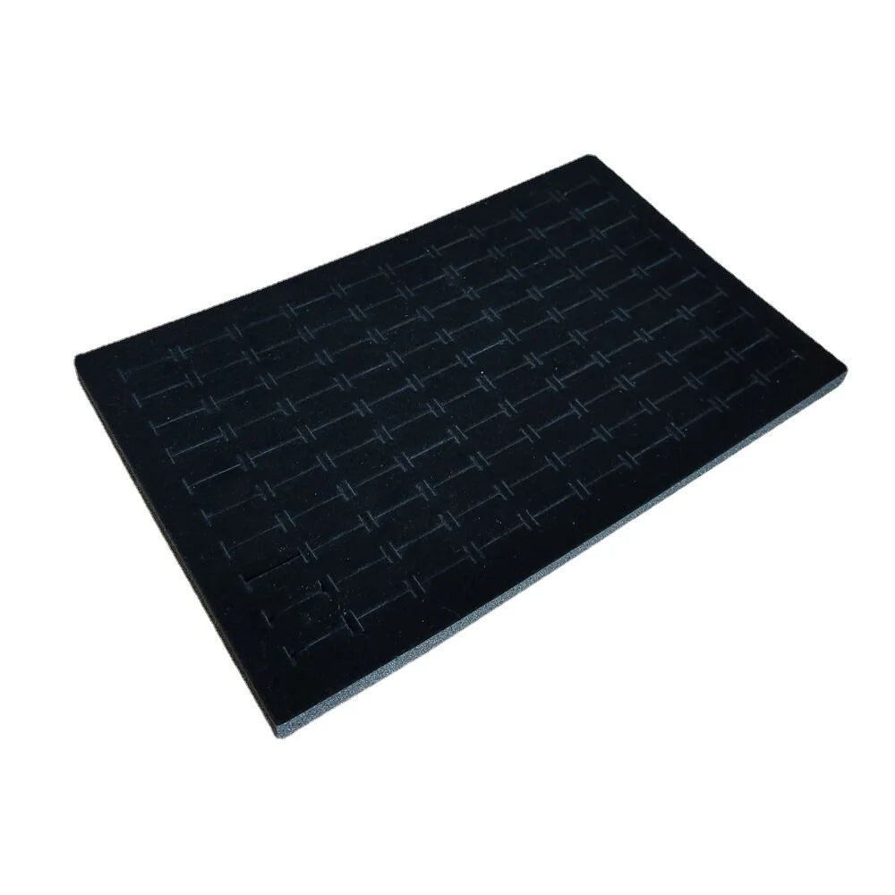 3Pcs Black Velvet Ring Foam Holder 100 Grooves Jewelry Display Tray Ring Storage Stand for Boutique Retail