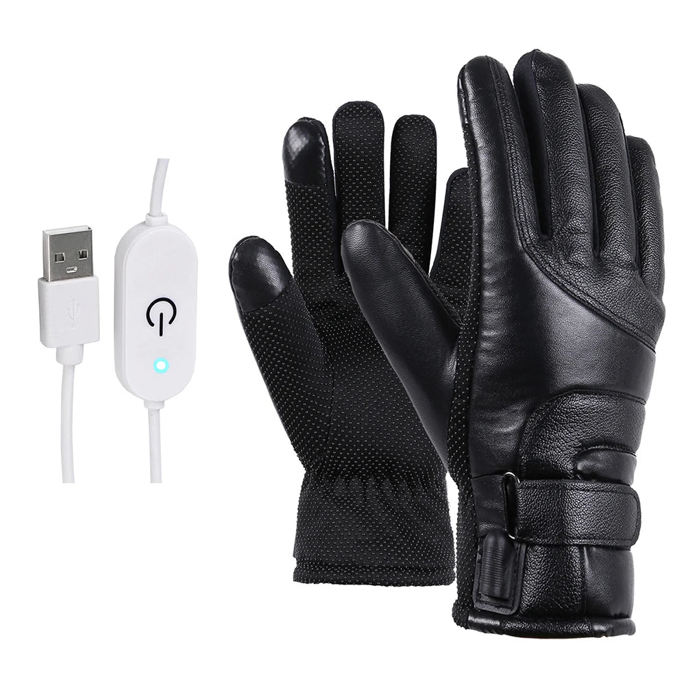 USB Electric Heated Gloves Outdoor Thermal gloves Hand warmer Winter Ski Gloves Motorcycle heated gloves Waterproof Touch Screen