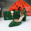 Fashion New Arrival Green Pearl Bridal Shoes and Bag Set Woman Party Dress Shoes Big Size Ankle Strap Buckle Shoes High Pumps