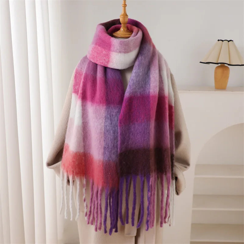 2025 NEW Luxury Cashmere Women Plaid Scarf Winter Warm Shawl and Wrap Bandana Pashmina Long Tassel Female Foulard Thick Blanket
