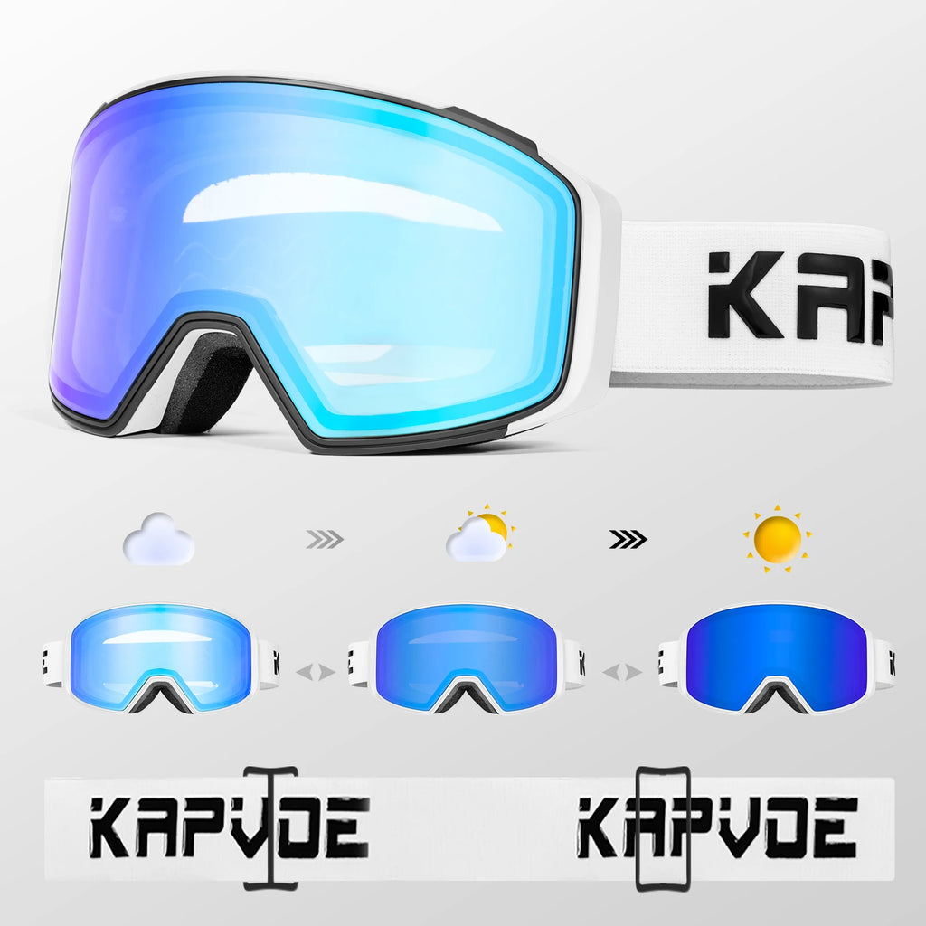 KAPVOE Ski Goggles Double Magnet adsorpt Layers UV400 Anti-fog Ski Glasses Snow Snowboard Glasses Snowmobile Eyewear