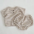 2024 Summer Lining Baby Clothing Set Striped Tee and Bloomer 2 Pcs Boy Clothes Suit Outfits nfant Cute Pure Clothing Set