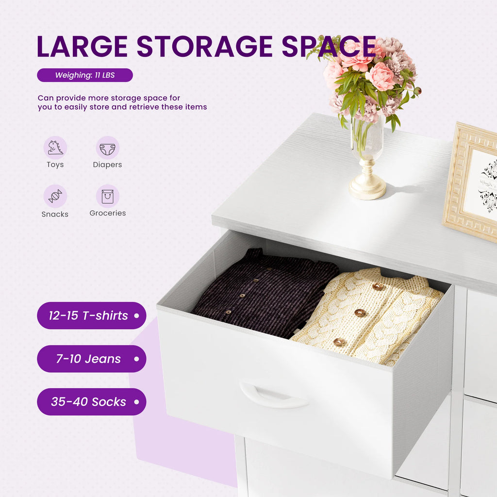 JHK Dresser Children's Wardrobe For Bedroom With 8 Fabric Drawers Storage Cabinet Steel Frame Assembly Closet For Home Furniture