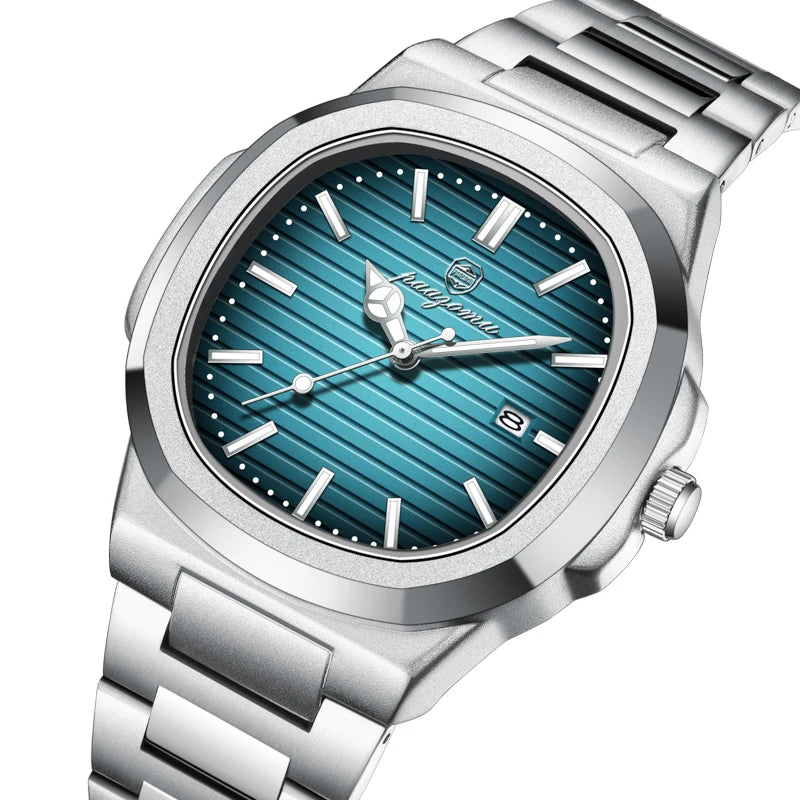 PAAZOMU Top Luxury Military Man Watch Square Waterproof Luminous Date Week Men Watch Stainless Steel Quartz Men's Watches Reloj