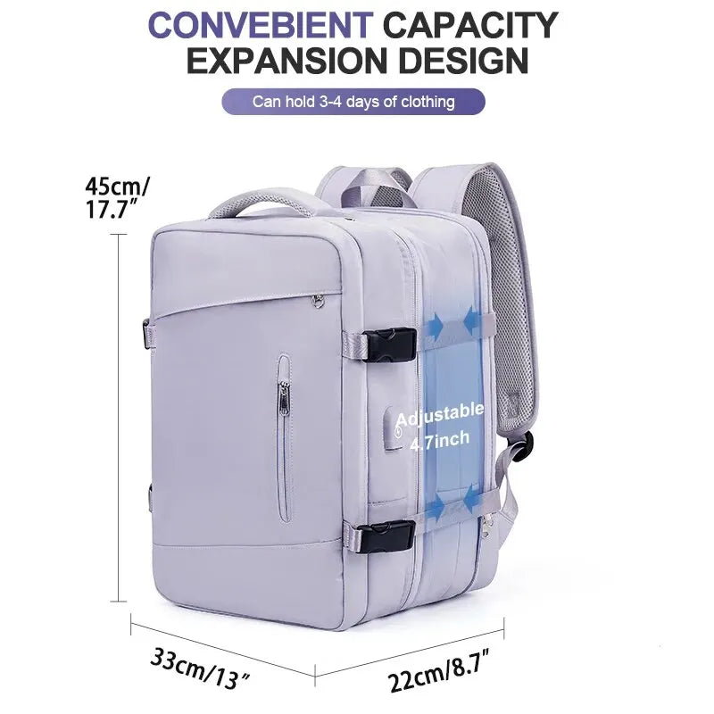 Likros Travel Backpack for Women Expandable Weekender Hiking Laptop Backpack with USB Port Large Waterproof 40L Men's Backpack