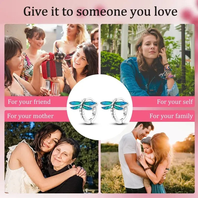 Dragonfly Stud Earrings for Women 925 Sterling Silver Ear Studs Silver Fashion Jewelry For Party Wedding Engagemen Gift