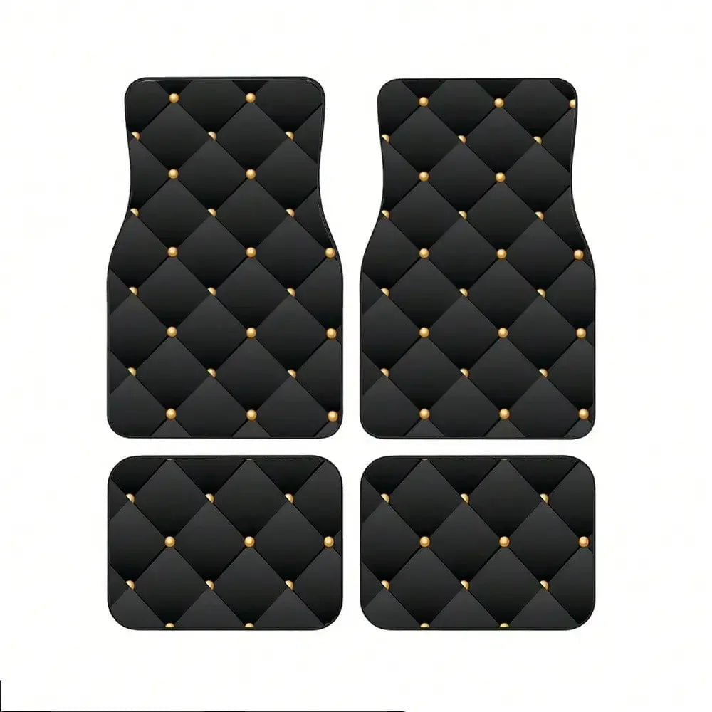 4PCS diamond, printed car floor mat, suitable for cars, trucks, SUVs, This floor mat is durable, car interior accessories