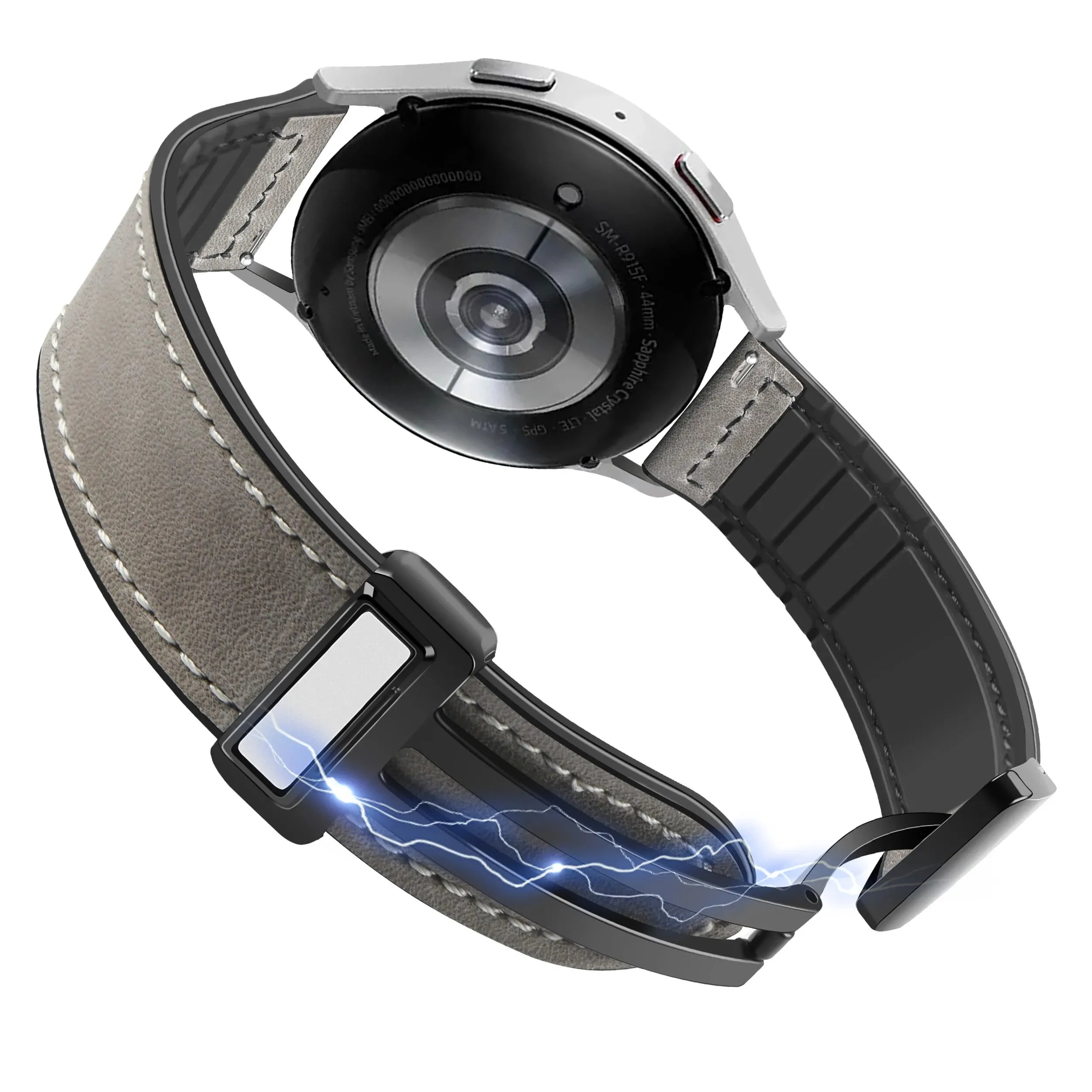 22mm Leather Magnetic Buckle Strap Compatible for Samsung Galaxy Watch 46mm/Gear S3 , Huawei,Garmin Sports Wristband Replace WRI