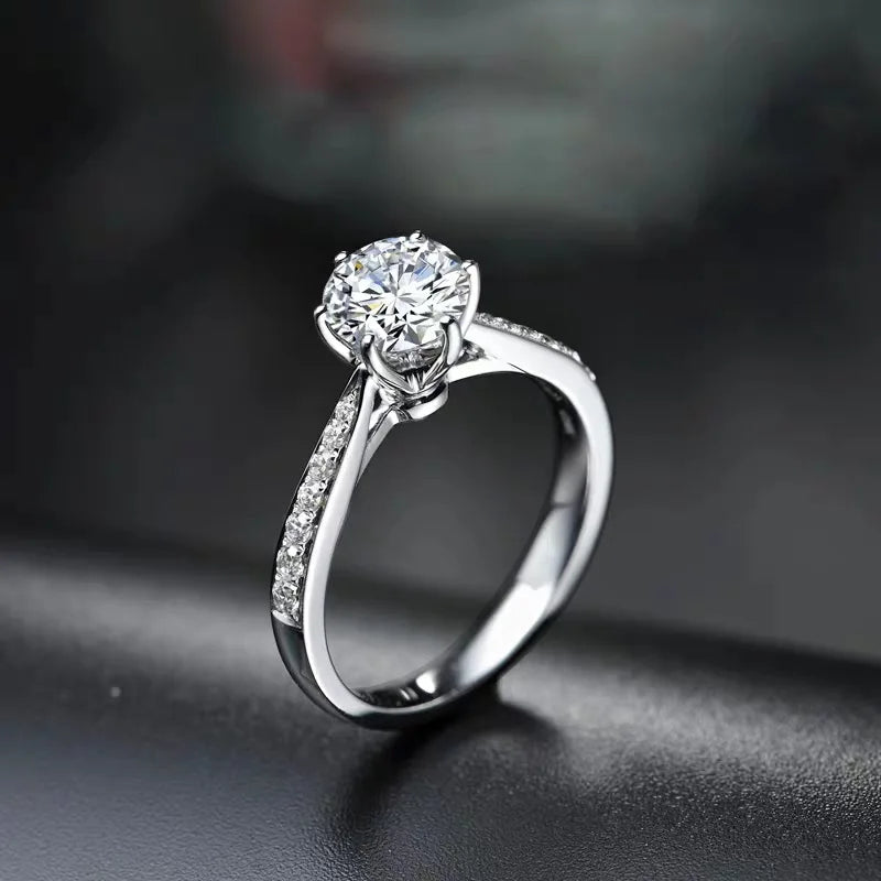 925 Sterling Silver Zircon Adjustable Engagement Rings For Women Wedding Elegant Jewelry Ladies Accessories Gifts