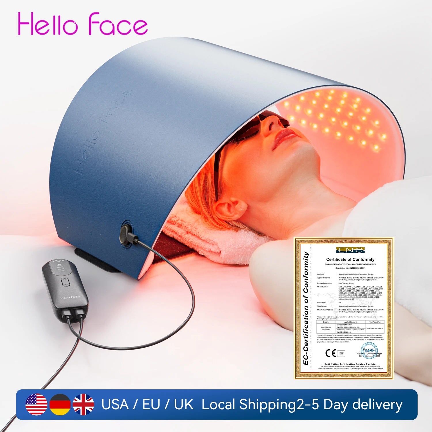 Hello Face L6 LED Light Mask 720pcs 630nm Red Light & 850nm NIR Light Skin-friendly Fabric Body Care Machine