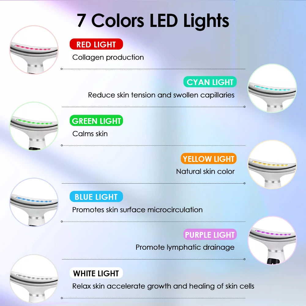 7 Colors LED Lights Face Neck Beauty Device Vibration Massage Improve Neck Lines Reduce Double Chin Neck Lifting Massager