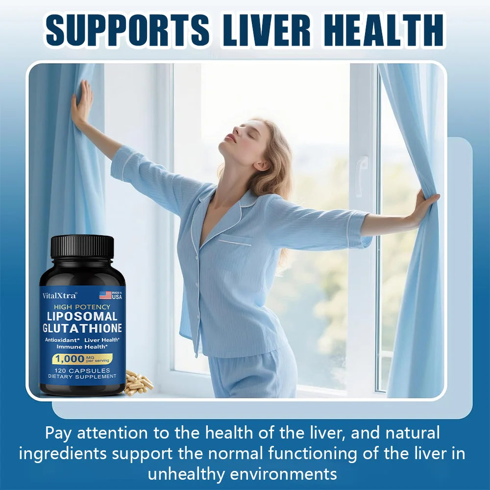 Liposomal Glutathione 1000mg - Vitamin C, Antioxidant, Supports Liver, Immune, Brain & Skin Health, Enhanced Absorption