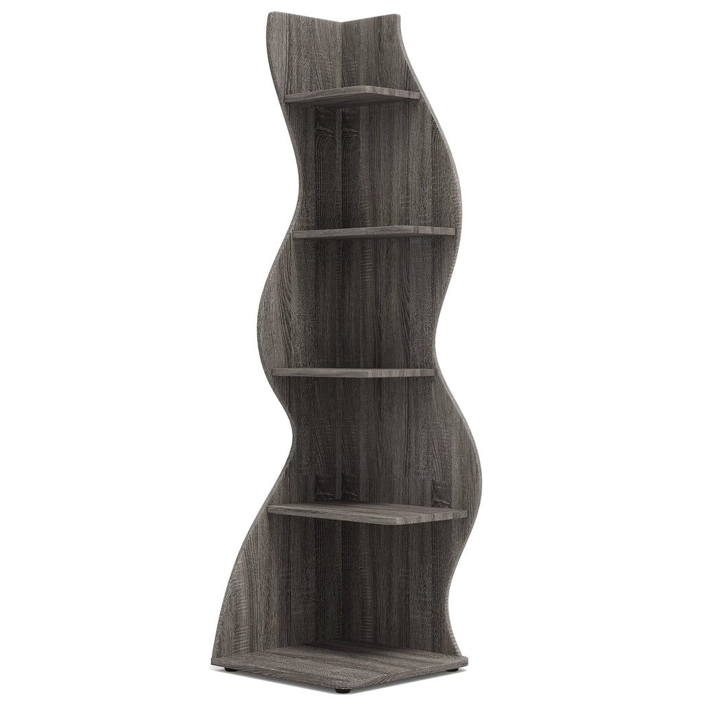 Tribesigns Corner Shelf, Modern 5-Tier Wall Corner Bookshelf, Stylish Corner Small Bookcase Storage Rack Plant Stand