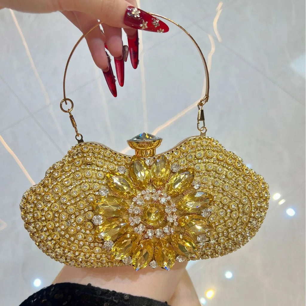 Luxury Diamond Encrusted Evening Clutch Women’s Rhinestone Sparkling Handbag Wedding Banquet Dinner Party Elegant Dress Purse