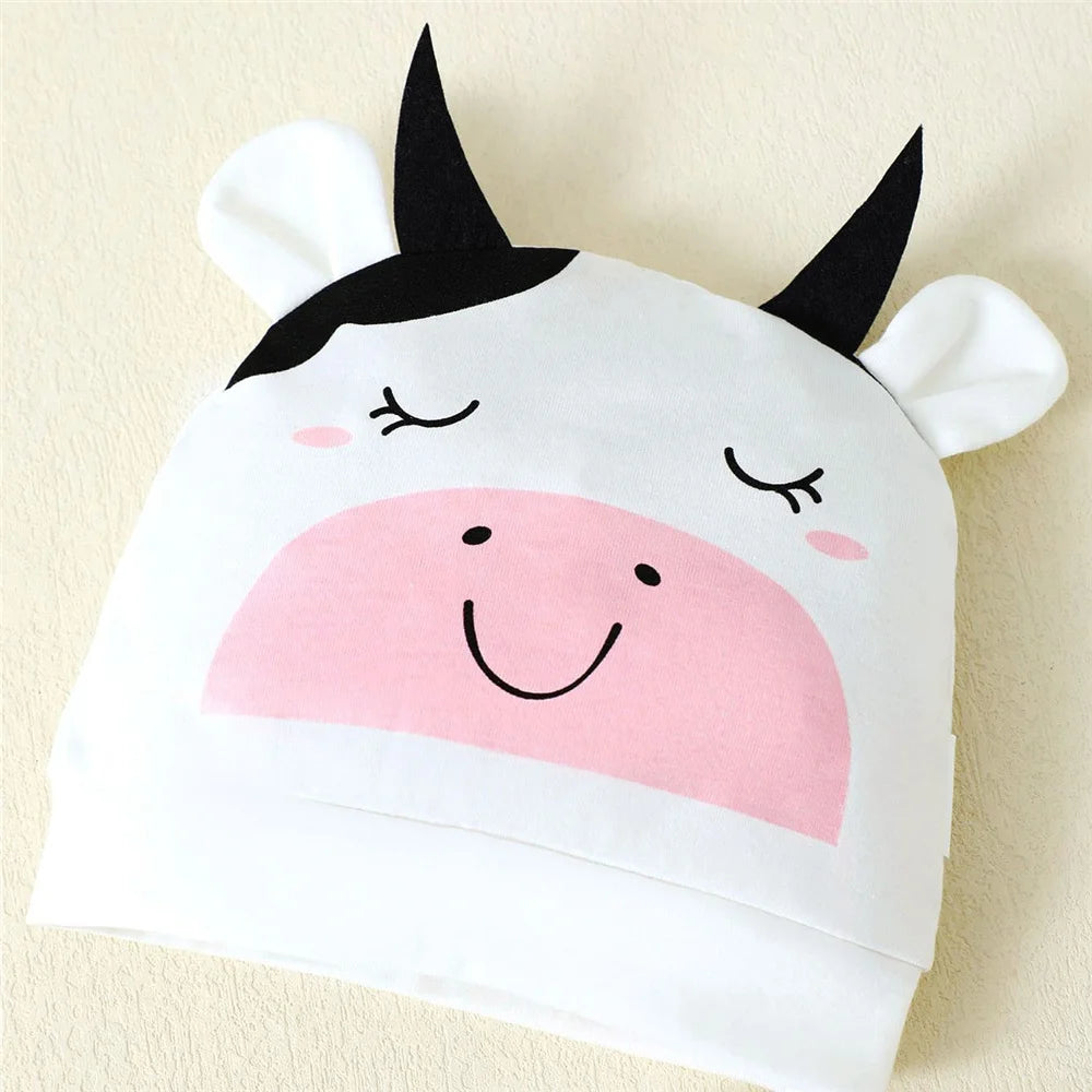 Newborn Baby Boy Cosplay Jumpsuit Cow Short Sleeved Bodysuit+Calf Hat Summer Lovely Romper for Infant Girl&Boy 0-9 Months