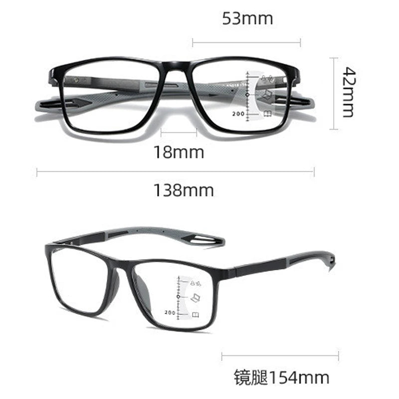 Soft Multifocal Progressive Reading Glasses Anti Blue Light Multifocal Elderly Eyewears Men Women's Large Frame Eyeglasses
