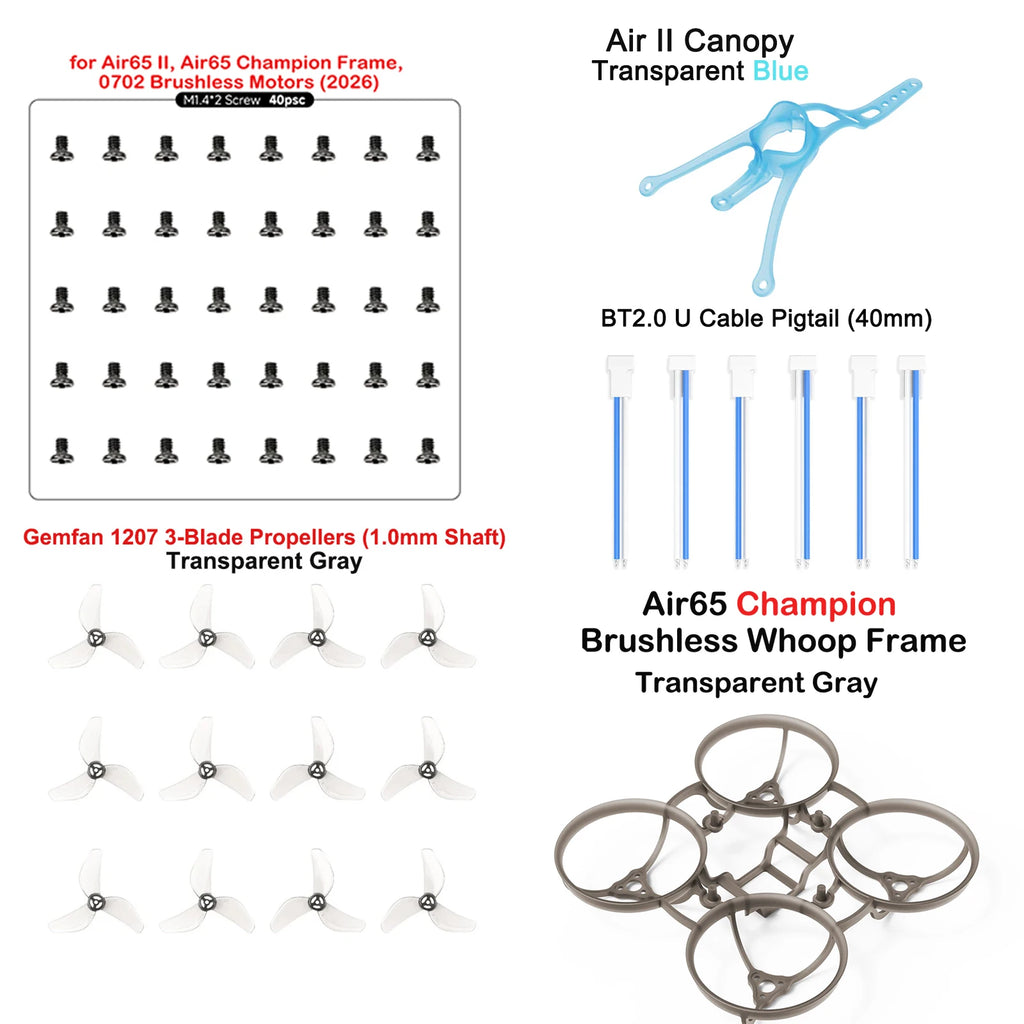 BETAFPV Air65 Champion Brushless Whoop Frame-2.20g 65mm Tiny Whoop, Air 65 II Motor Fixing Screws Pack, HQ 31mm Propellers