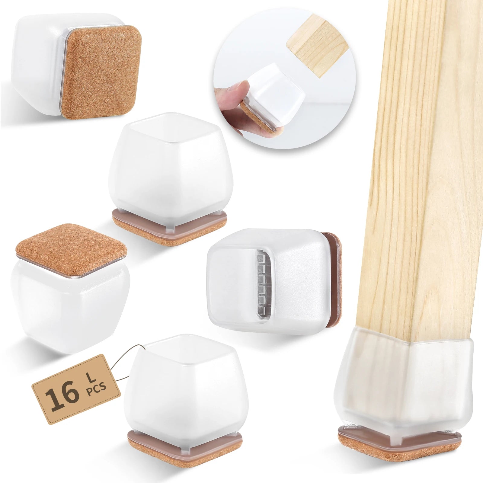 16PCS Silicone Chair Legs Pads Non-Slip Felt Chair Feet Caps Furniture Floor Protectors No Scratches Reduce Noise Home Decor