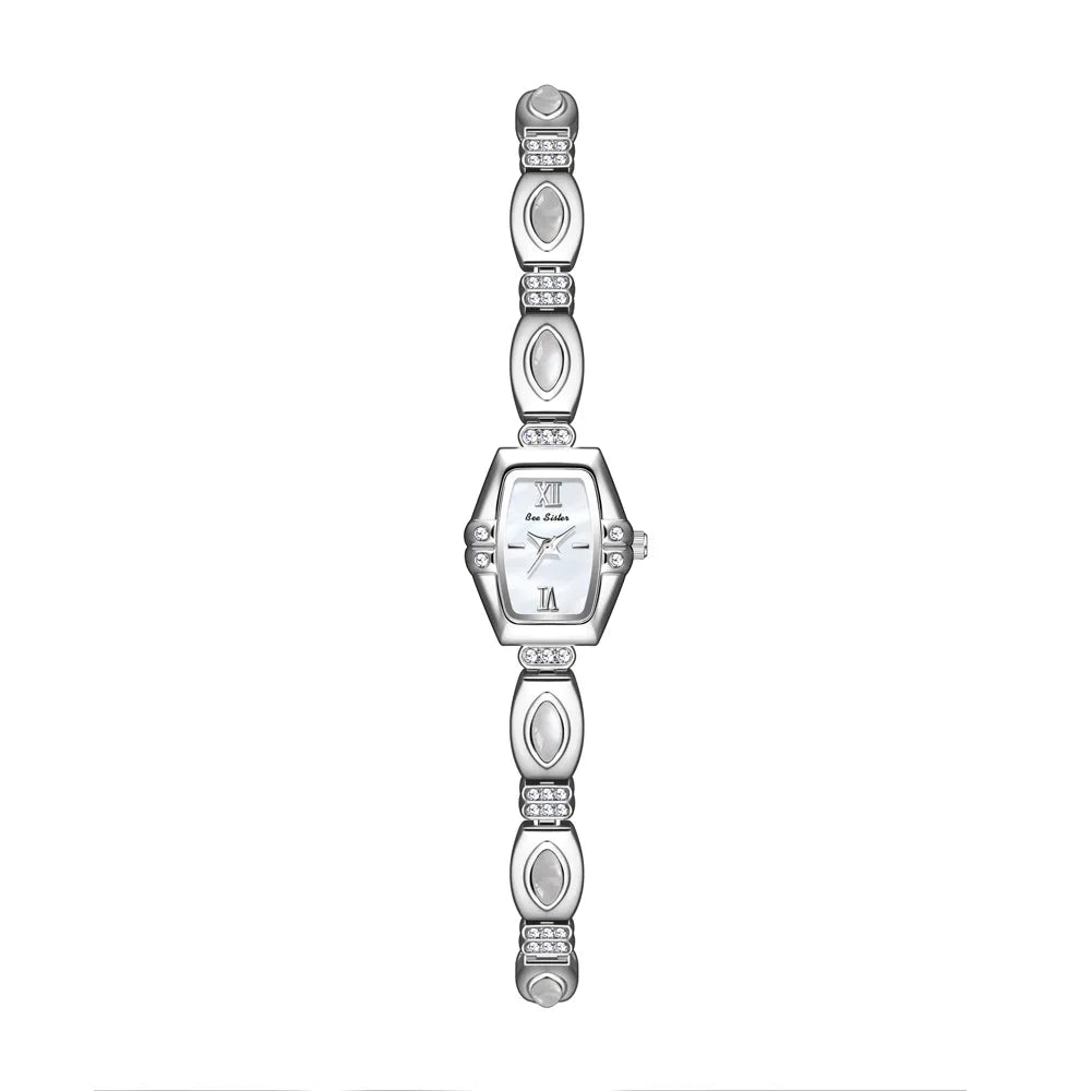NEW Retro Luxury Women's Watches with Colored Gemstones Barrel-Shaped Small Dial Bracelet-Style Quartz Wristwatch for Women