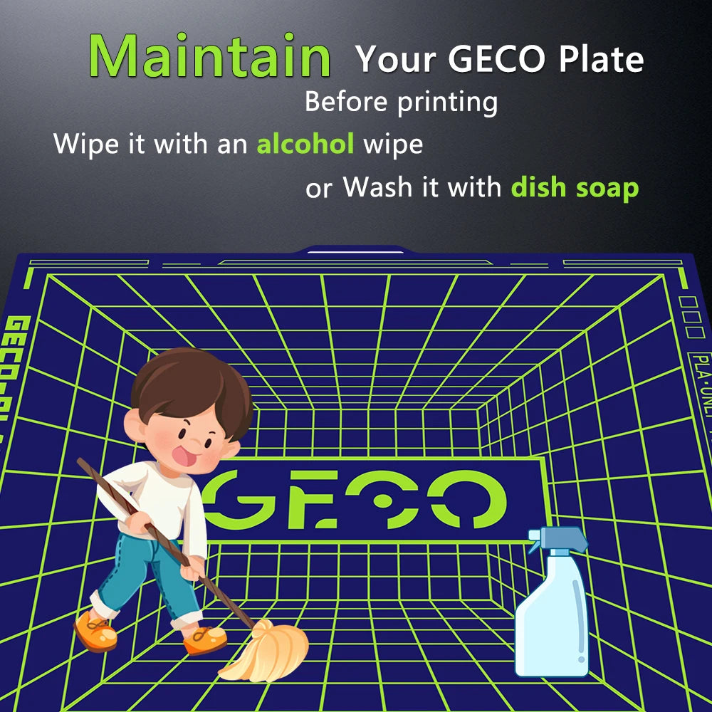 JUUPINE GECO PLA Plate For Bambu Lab Build Plate H2D/H2S/P2S/X1/P1/A1/K2 PLUS/Centauri Carbon Upgrades Cold Plate Super Adhesion