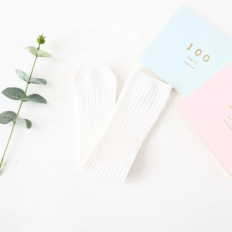 Children's High Knee Socks Kids Baby Cotton Candy Color Stockings Long Leg Warmers Cute Socks for Girl 3-12Y Children Clothes