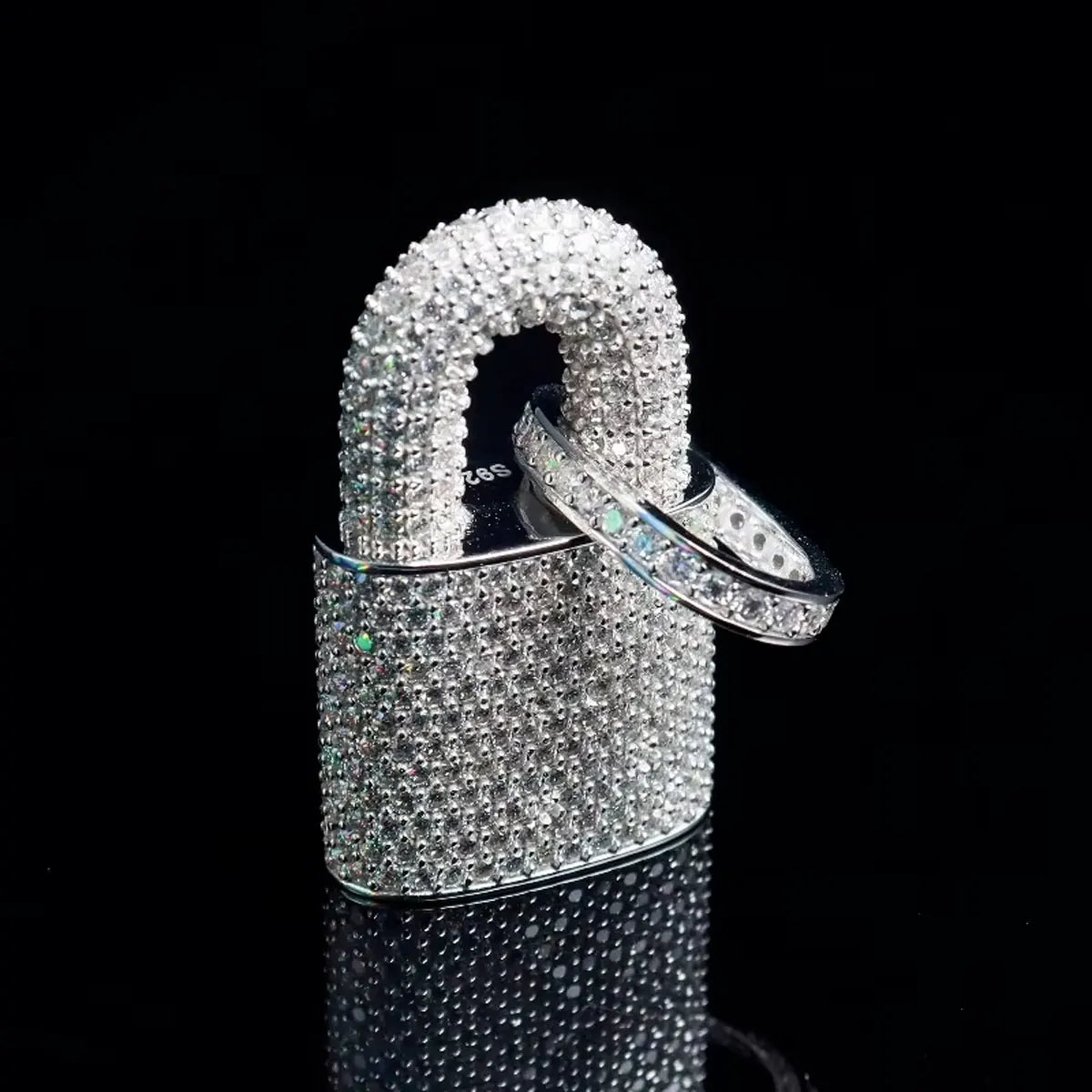 3D Customization Solid High Quality Iced  Moissanite Lock  Pendant Mother's Day and Father's Day Hiphop Jewelry for Men and Lady