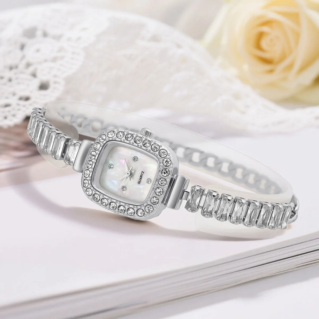 Temperament Simple Fashion Luxury Rhinestone Bracelet Women Square Quartz Watches