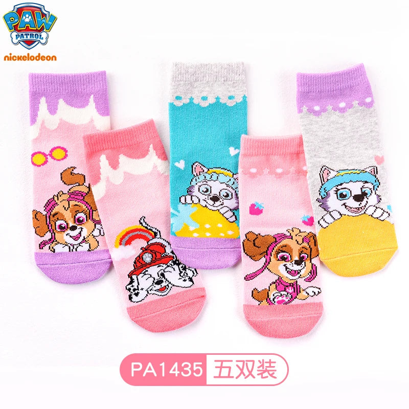 100% Genuine Paw Patrol 10PCS=5Pairs Children's Socks Boys Girls Spring & Autumn Styles Cotton Socks Age 3-8 Years High Quality