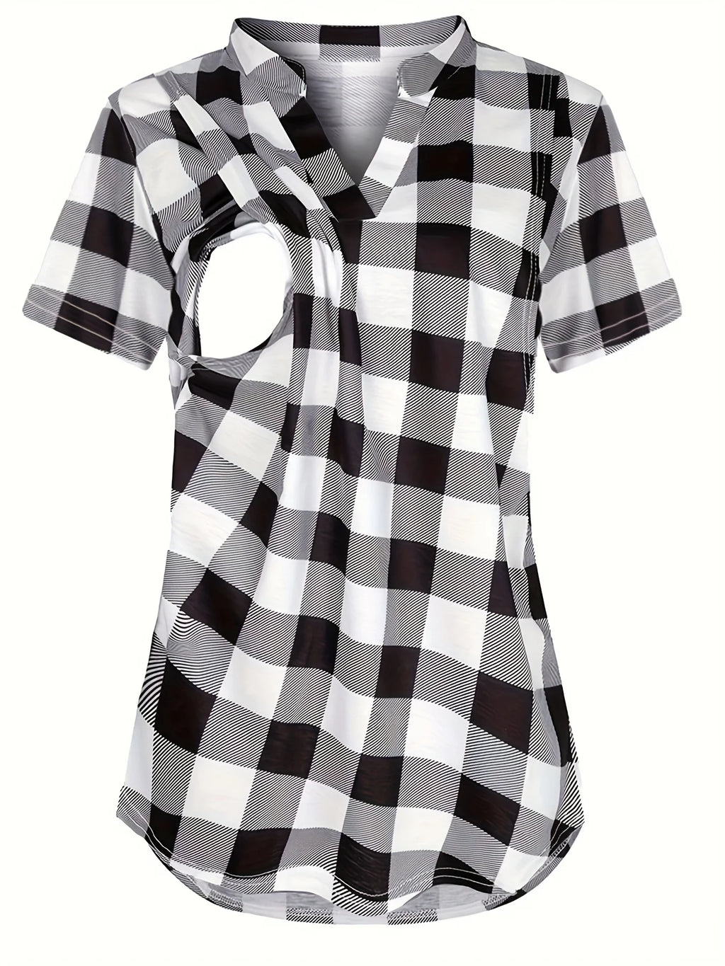 Women's Maternity Breastfeeding T-shirt V-Neck Solid Color Short Sleeve Nursing Tops Clothes for Pregnant Women