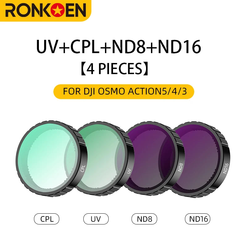Ronkoen ND CPL Filter for DJI OSMO Action4/5Pro Action Camera Accessories CPL ND8 ND16 ND32 Lens Set Aluminium Alloy Frame