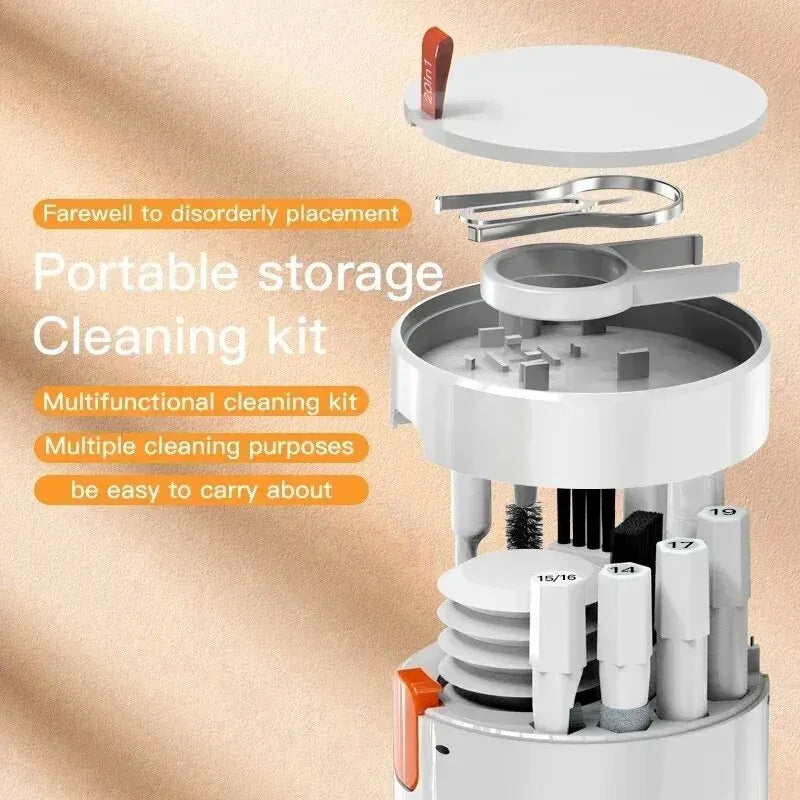 20-in-1 Cleaner Kit Computer Keyboard Brush Earphones Cleaning Pen Screen Cleaning Spray Bottle Cleaning Tools Keycap Puller Set