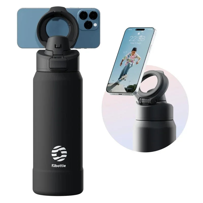 Fjbottle 710/950ML Stainless Steel Sports Water Bottle with Magnetic Phone Holder Bouncing Cover Insulation Cup Magnetic Thermos