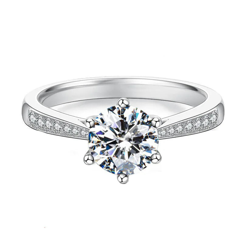 925 Sterling Silver Zircon Adjustable Engagement Rings For Women Wedding Elegant Jewelry Ladies Accessories Gifts