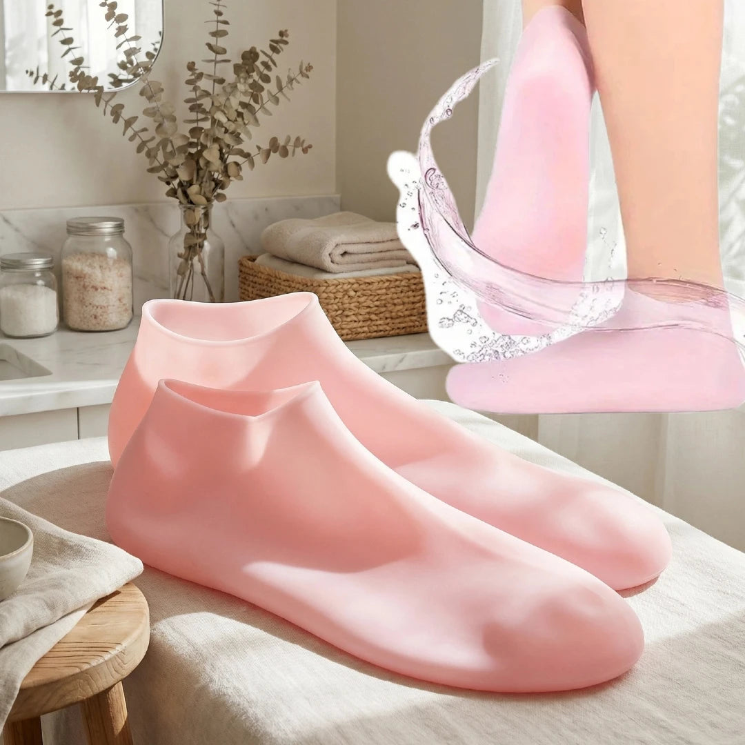 4pcs Silicone Moisturizing Socks Set, 1 Pair of Gloves And 1 Pair of Foot Covers, Reusable Spa Socks to Soften Feet And Hands